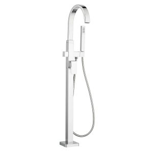 Contemporary Square Freestanding Bathtub Faucet With Lever Handle for Flash Rough-In Valve