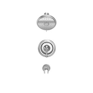 Portsmouth Round Tub and Shower Trim Kit with Water-Saving Showerhead and Double Ceramic Pressure Balance Cartridge with Lever Handle