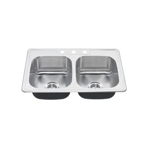 Colony 33 x 22-Inch Stainless Steel 3-Hole Top Mount Double-Bowl ADA Kitchen Sink