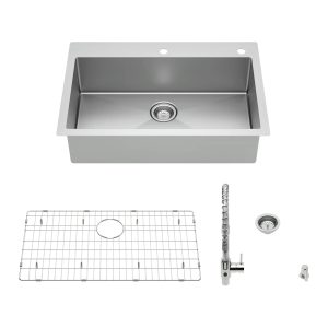 Culver33 x 22-Inch Stainless Steel Kitchen Sink with Semi-Pro Faucet