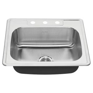 Colony 25 x 22-Inch Stainless Steel 3-Hole Top Mount Single-Bowl ADA Kitchen Sink