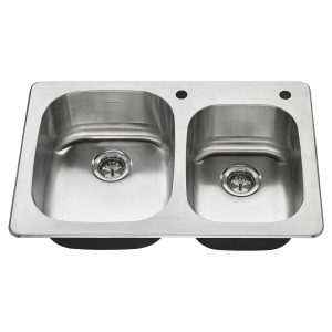 Sullivan Offset Stainless Steel 2-Hole Topmount Double-Bowl Kitchen Sink