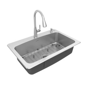 Fairbury 2S Pull-Down Faucet and 33-Inch Stainless Steel Single-Bowl Kitchen Sink Kit