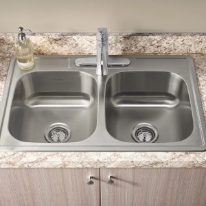 Colony 33 x 22-Inch Stainless Steel 3-Hole Top Mount Double-Bowl ADA Kitchen Sink With Colony PRO Single Control Faucet System