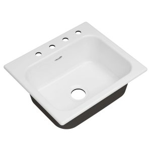 Quince 25 x 22-Inch Cast Iron 4-Hole Drop-In Single-Bowl Kitchen Sink